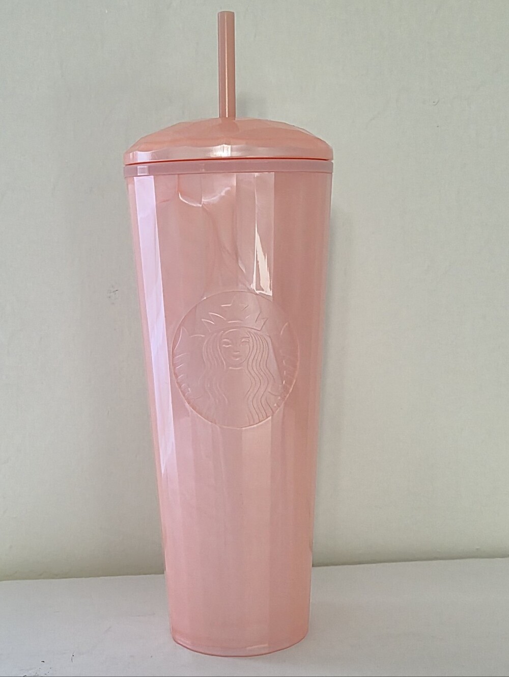 Starbucks Venti Tumbler Blush Pink Pearl w Domed Lid & Straw